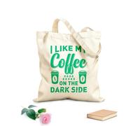 AILOONG Borsa tote con manico piatto in nastro tipografia del caffè mi piace il mio caffè a parte Tessuto spesso 340g/m² Sostituisce lo zaino scolastico