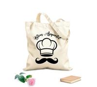 AILOONG Borsa tote con manico piatto in nastro tipografia dello chef Tessuto spesso 12 once Sostituisce lo zaino scolastico 35x40cm Grande