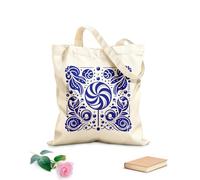 AILOONG Borsa tote con tracolla in fettuccia quadrato con decorazioni floreali a forma di lecca-lecca a spirale e motivi a pois su Tessuto spesso 340g/m² Borsa da disegno