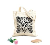 AILOONG Borsa tote con tracolla in fettuccia quadrato con decorazioni floreali a forma di lecca-lecca a spirale e motivi a pois su Tessuto spesso 12 once Borsa da disegno 35x40cm Grande