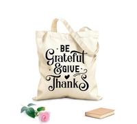 AILOONG Borsa tote con tracolla in fettuccia Ringrazia ed esprimi gratitudine versetto biblico calligrafia scrittura cristiana Tessuto spesso 12 once Borsa da disegno 25x30cm Piccola