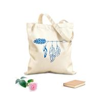 AILOONG Borsa tote con tracolla in fettuccia set di elementi di cornice in stile hippie con bordo floreale bohémien, freccia tribale e piuma di arte boho Tessuto spesso 340g/m² Borsa da disegno