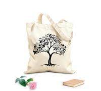 AILOONG Borsa tote con tracolla in fettuccia un albero stilizzato con tronco e rami che rappresentano crescita, vita e forza Tessuto spesso 12 once Borsa da disegno 31x36cm Media