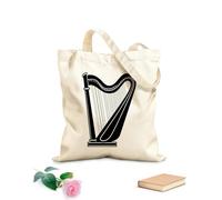 AILOONG Borsa tote con tracolla in fettuccia una semplice ed elegante sagoma di un'arpa perfetta Tessuto spesso 12 once Borsa da disegno 25x30cm Piccola