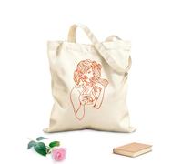 AILOONG Borsa tote in tela appello Ragazza che beve un bicchiere da cocktail Martini Tessuto spesso 340g/m² Sostituisce lo zaino scolastico