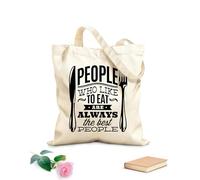 AILOONG Borsa tote in tela grezza Alla gente piace mangiare Citazione Cucina Sala da pranzo Tessuto spesso 12 once Utilizzabile come borsa porta attrezzi 31x36cm Media
