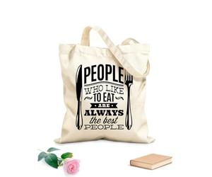 AILOONG Borsa tote in tela grezza Alla gente piace mangiare Citazione Cucina Sala da pranzo Tessuto spesso 12 once Utilizzabile come borsa porta attrezzi 31x36cm Media