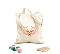 AILOONG Borsa tote in tela grezza Auto da garage della morte con ali di teschio Tessuto spesso 340g/m² Utilizzabile come borsa porta attrezzi