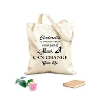 AILOONG Borsa tote in tela grezza Citazione divertente Cenerentola è la prova Scarpe Home Tessuto spesso 12 once Utilizzabile come borsa porta attrezzi 35x40cm Grande