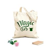 AILOONG Borsa tote in tela grezza Citazione ispiratrice sui trucchi magici Cappello Stelle Tessuto spesso 340g/m² Utilizzabile come borsa porta attrezzi