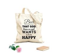 AILOONG Borsa tote in tela grezza Citazioni Parole Ispiratrici La Birra è una Prova Che Dio Ci Ama Tessuto spesso 12 once Utilizzabile come borsa porta attrezzi 31x36cm Media
