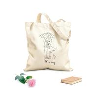 AILOONG Borsa tote in tela grezza Coppia d'amore Bacia il mio romantico Tessuto spesso 12 once Utilizzabile come borsa porta attrezzi 25x30cm Piccola