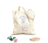 AILOONG Borsa tote in tela grezza Coppia d'amore Bacia il mio romantico Tessuto spesso 340g/m² Utilizzabile come borsa porta attrezzi