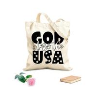 AILOONG Borsa tote in tela grezza Dio ti benedica, citazioni patriottiche degli Stati Uniti Tessuto spesso 12 once Utilizzabile come borsa porta attrezzi 35x40cm Grande
