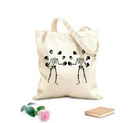 AILOONG Borsa tote in tela grezza Due teschi scheletrici silhouette Halloween Tessuto spesso 12 once Utilizzabile come borsa porta attrezzi 35x40cm Grande