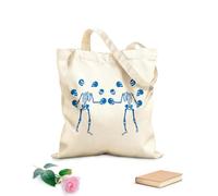 AILOONG Borsa tote in tela grezza Due teschi scheletrici silhouette Halloween Tessuto spesso 340g/m² Utilizzabile come borsa porta attrezzi