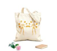 AILOONG Borsa tote in tela grezza Due teschi scheletrici silhouette Halloween Tessuto spesso 340g/m² Utilizzabile come borsa porta attrezzi
