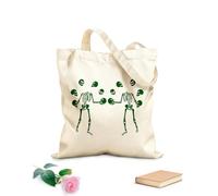 AILOONG Borsa tote in tela grezza Due teschi scheletrici silhouette Halloween Tessuto spesso 340g/m² Utilizzabile come borsa porta attrezzi