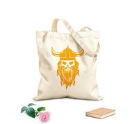 AILOONG Borsa tote in tela grezza Elmo da guerriero con testa vichinga e teschio medievale Tessuto spesso 340g/m² Utilizzabile come borsa porta attrezzi