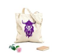 AILOONG Borsa tote in tela grezza Elmo da guerriero con testa vichinga e teschio medievale Tessuto spesso 340g/m² Utilizzabile come borsa porta attrezzi