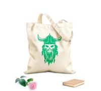 AILOONG Borsa tote in tela grezza Elmo da guerriero con testa vichinga e teschio medievale Tessuto spesso 340g/m² Utilizzabile come borsa porta attrezzi