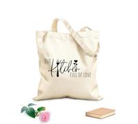 AILOONG Borsa tote in tela grezza Frase romantica La nostra cucina è piena di parole d'amore Tessuto spesso 12 once Utilizzabile come borsa porta attrezzi 31x36cm Media