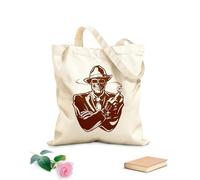 AILOONG Borsa tote in tela grezza Gangster con sigaro, teschio morto, mafia Tessuto spesso 340g/m² Utilizzabile come borsa porta attrezzi