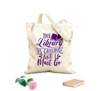 AILOONG Borsa tote in tela grezza La libreria di lettering creativo Phrase sta chiamando, devi assolutamente andare Tessuto spesso 340g/m² Utilizzabile come borsa porta attrezzi