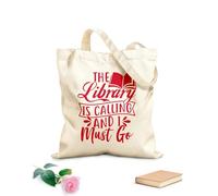 AILOONG Borsa tote in tela grezza La libreria di lettering creativo Phrase sta chiamando, devi assolutamente andare Tessuto spesso 340g/m² Utilizzabile come borsa porta attrezzi