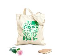 AILOONG Borsa tote in tela grezza La libreria di lettering creativo Phrase sta chiamando, devi assolutamente andare Tessuto spesso 340g/m² Utilizzabile come borsa porta attrezzi