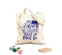 AILOONG Borsa tote in tela grezza La libreria di lettering creativo Phrase sta chiamando, devi assolutamente andare Tessuto spesso 340g/m² Utilizzabile come borsa porta attrezzi