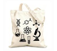 AILOONG Borsa tote in tela grezza Laboratorio Microscopio Atomico Scuola di Scienze Aula Studio Tessuto spesso 12 once Utilizzabile come borsa porta attrezzi 31x36cm Media