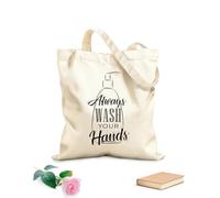 AILOONG Borsa tote in tela grezza Lavati sempre le mani Tessuto spesso 12 once Utilizzabile come borsa porta attrezzi 31x36cm Media