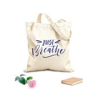 AILOONG Borsa tote in tela grezza Le parole respirano semplicemente, le lettere Yoga Studio Tessuto spesso 340g/m² Utilizzabile come borsa porta attrezzi