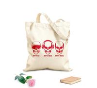 AILOONG Borsa tote in tela grezza Non vedere sentire parlare ossa del cranio adolescente Tessuto spesso 340g/m² Utilizzabile come borsa porta attrezzi