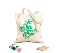 AILOONG Borsa tote in tela grezza Ossa del cranio Morte Serpente velenoso Rettile tribale Tessuto spesso 340g/m² Utilizzabile come borsa porta attrezzi