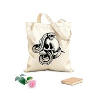 AILOONG Borsa tote in tela grezza Ossa del cranio Morte Serpente velenoso Rettile tribale Tessuto spesso 12 once Utilizzabile come borsa porta attrezzi 25x30cm Piccola