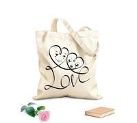 AILOONG Borsa tote in tela grezza Parola AMORE Cuori Facce Divertenti Tessuto spesso 12 once Utilizzabile come borsa porta attrezzi 31x36cm Media