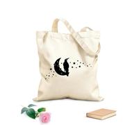 AILOONG Borsa tote in tela grezza Silhouette Corvo Corvo Luna Crescente Stelle Notte Tessuto spesso 12 once Utilizzabile come borsa porta attrezzi 25x30cm Piccola