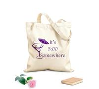 AILOONG Borsa tote in tela grezza Sono le cinque da qualche parte, citazione di Margarita m Tessuto spesso 340g/m² Utilizzabile come borsa porta attrezzi