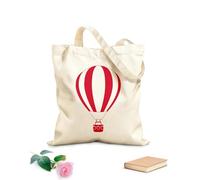 AILOONG Borsa tote in tela grezza Viaggio in mongolfiera romantico carino Tessuto spesso 340g/m² Utilizzabile come borsa porta attrezzi