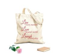 AILOONG Borsa tote in tela grezza Vivi Ama Ridi Frase Ispiratrice Tessuto spesso 340g/m² Utilizzabile come borsa porta attrezzi