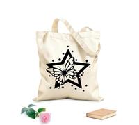 AILOONG Borse a mano in poliestere e cotone Bellissimi modelli di fiori a forma di stella e farfalla Tessuto spesso 12 once Utilizzabile come trousse per il trucco 25x30cm Piccola