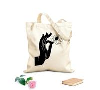 AILOONG Borse a mano in poliestere e cotone Buddismo Fiore di Loto Mano di Buddha Tessuto spesso 12 once Utilizzabile come trousse per il trucco 25x30cm Piccola