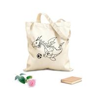 AILOONG Borse a mano in poliestere e cotone Drago divertente pallone da calcio fiaba per bambini Tessuto spesso 12 once Utilizzabile come trousse per il trucco 35x40cm Grande