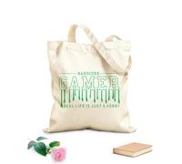 AILOONG Borse a mano in poliestere e cotone gioco Citazione La vita reale è solo un hobby Sala giochi Tessuto spesso 340g/m² Utilizzabile come trousse per il trucco