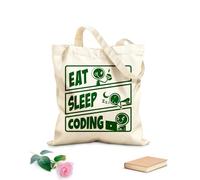 AILOONG Borse a mano in poliestere e cotone Mangiare, dormire, codificare, giocare, tablet per adolescenti Tessuto spesso 340g/m² Utilizzabile come trousse per il trucco