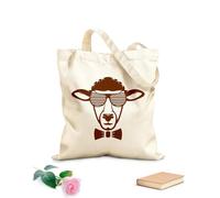 AILOONG Borse a mano in poliestere e cotone Occhiali da sole alla moda con testa di pecora e animale hipster Tessuto spesso 340g/m² Utilizzabile come trousse per il trucco