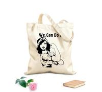 AILOONG Borse a mano in poliestere e cotone Possiamo farcela Pin Up Bellezza Girl Power Donna retrò Tessuto spesso 12 once Utilizzabile come trousse per il trucco 25x30cm Piccola