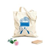 AILOONG Borse a mano in poliestere e cotone Ragazza con visore VR per realtà virtuale Tessuto spesso 340g/m² Utilizzabile come trousse per il trucco